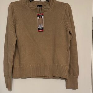 GAP Sz XS Tan Crew Neck Sweater Classic Knit Design